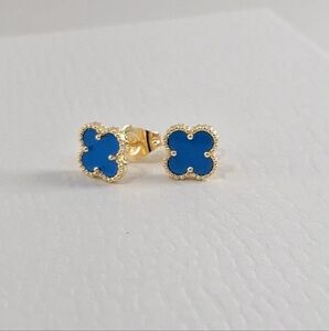 Sky Blue Enamel Clovers Studs earrings